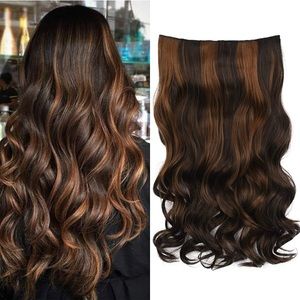 18” Curly Reddish Brown Two Tone Hair Extensions